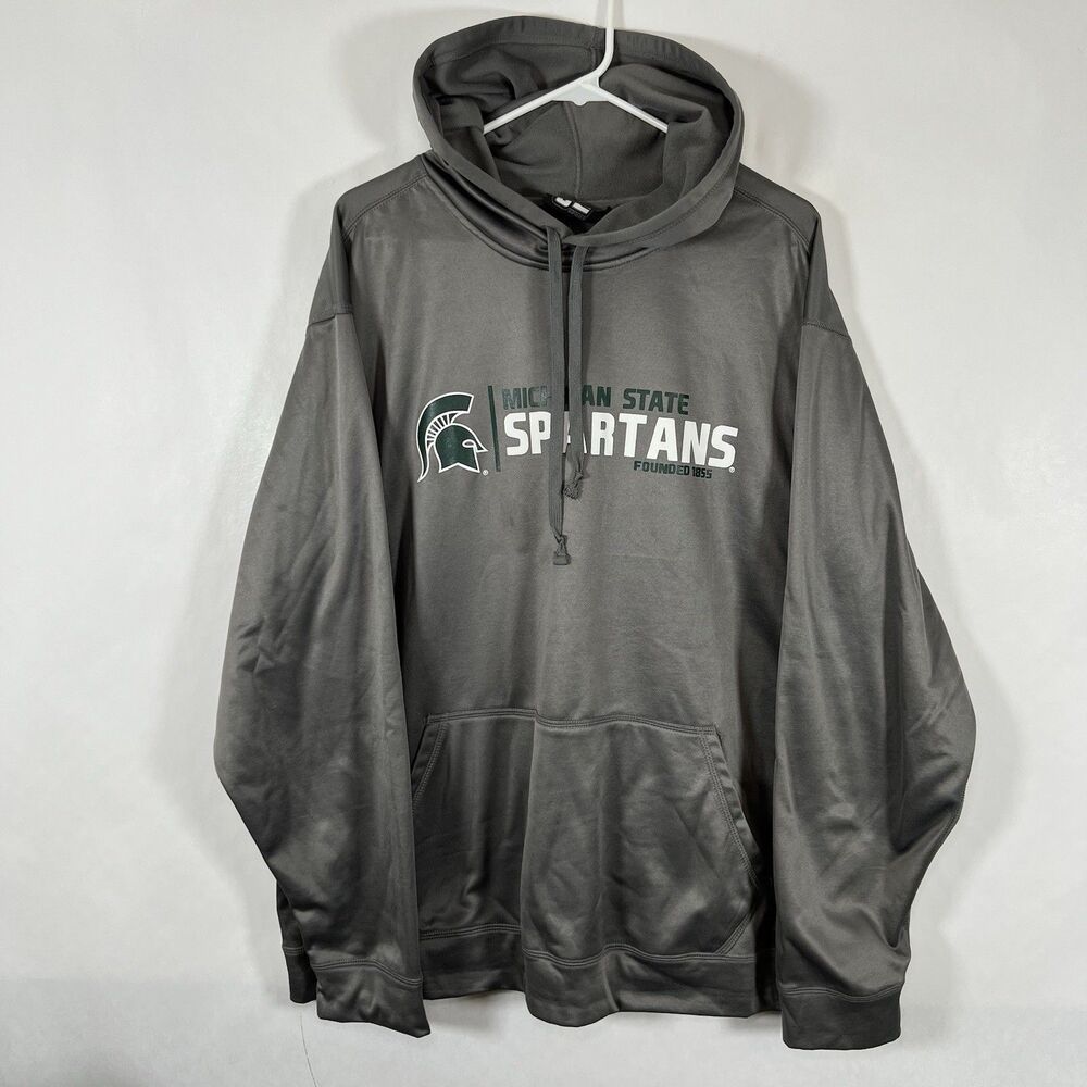 Michigan State Spartans J2 Sport Hoodie Mens Size XXL 2XL Gray Fleece Pullover
